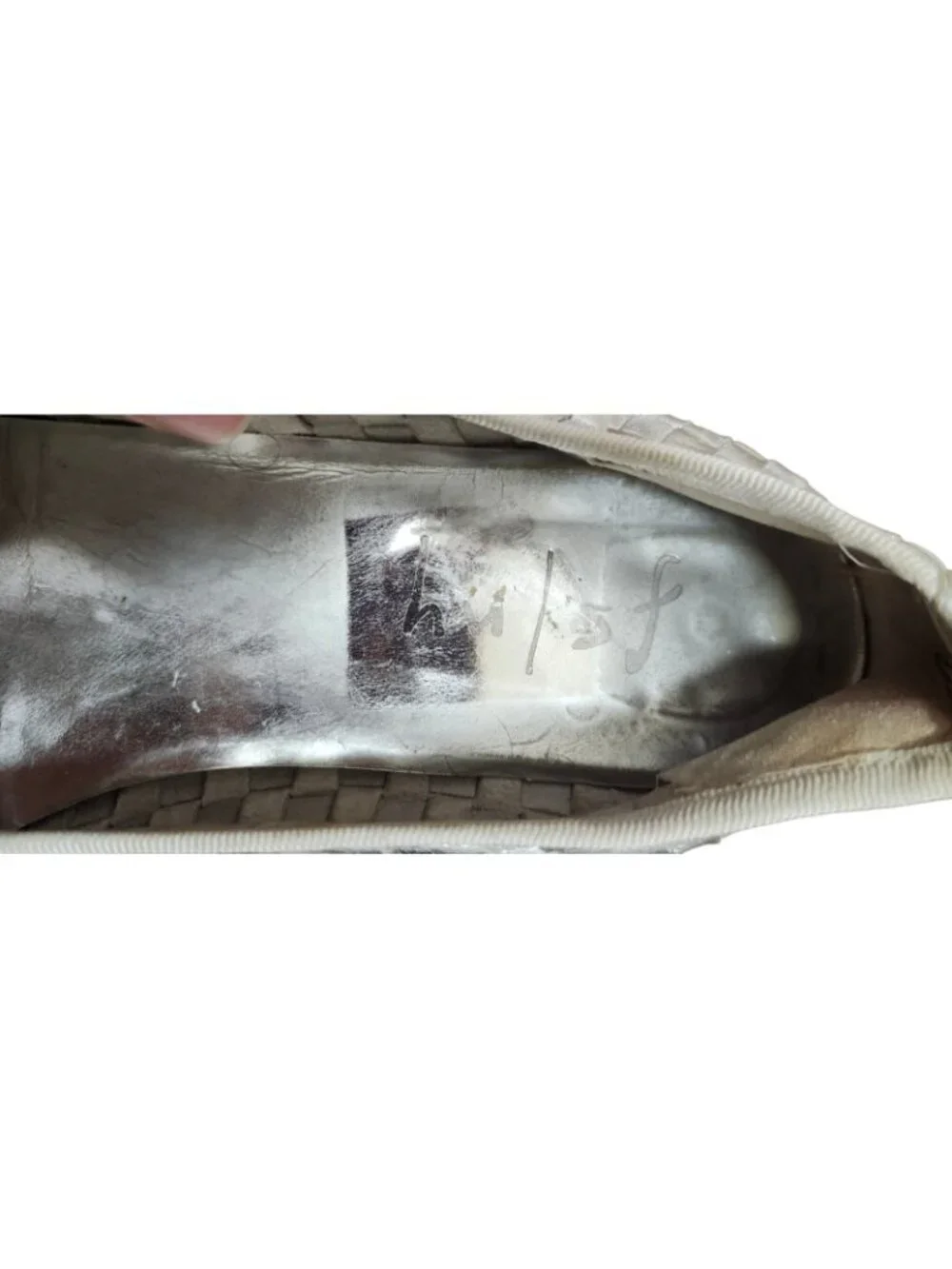 FS/NY French Sole Silver Woven Leather Ballet Flats Women's Size 9 Slip On